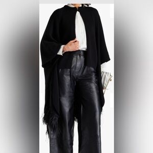 Valentino Black Knit cardigan/feather cape